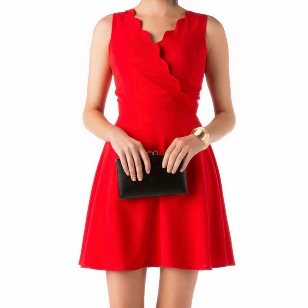 Francesca’s scallop red Alya dress - size small